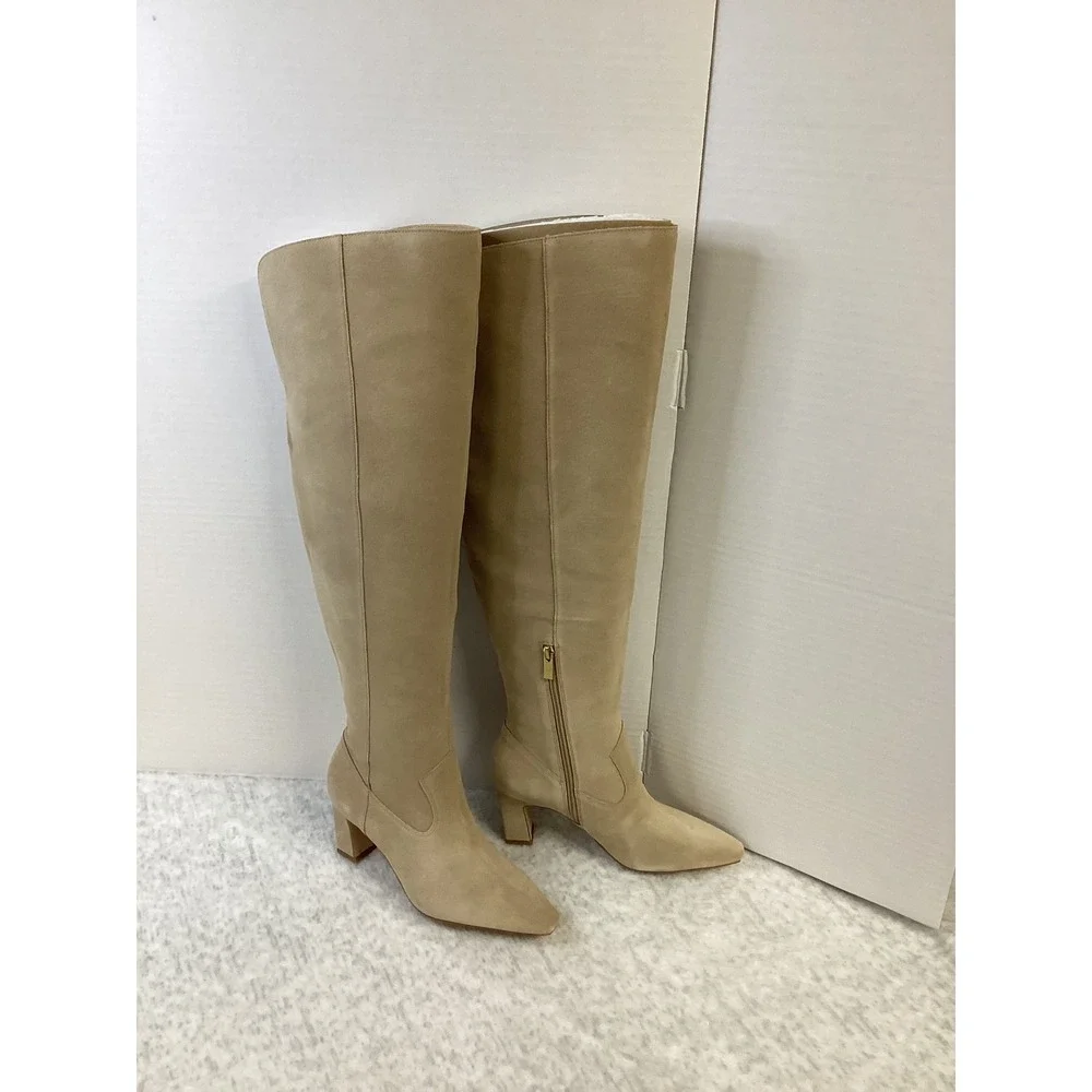 Vince Camuto Shalie Over The Knee Boots‎ Tortilla Tan Suede Block Heel 7M